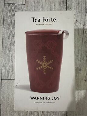 Tea Forté Warming Joy Steeping Cup - Red with Gold Snowflake missing infuser